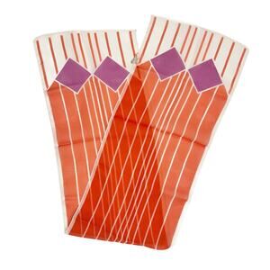Vintage Morsly Orange Striped Diamond 70s Sheer Rectangle Scarf Made in Italy